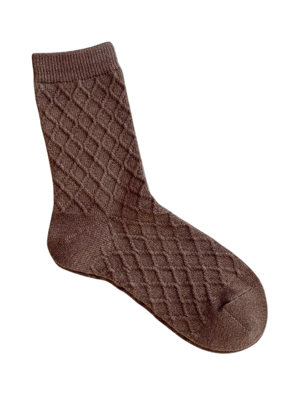 Plaid Bed Socks - Chocolate