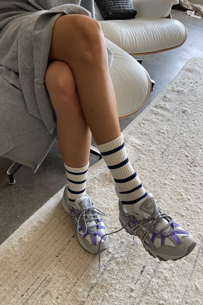 Boyfriend Striped Socks - Flax Stripe