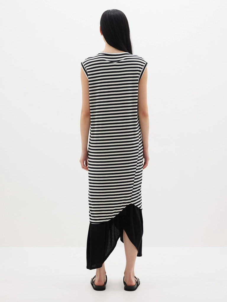 Stripe Slim Muscle Tank Dress - Undyed/Black