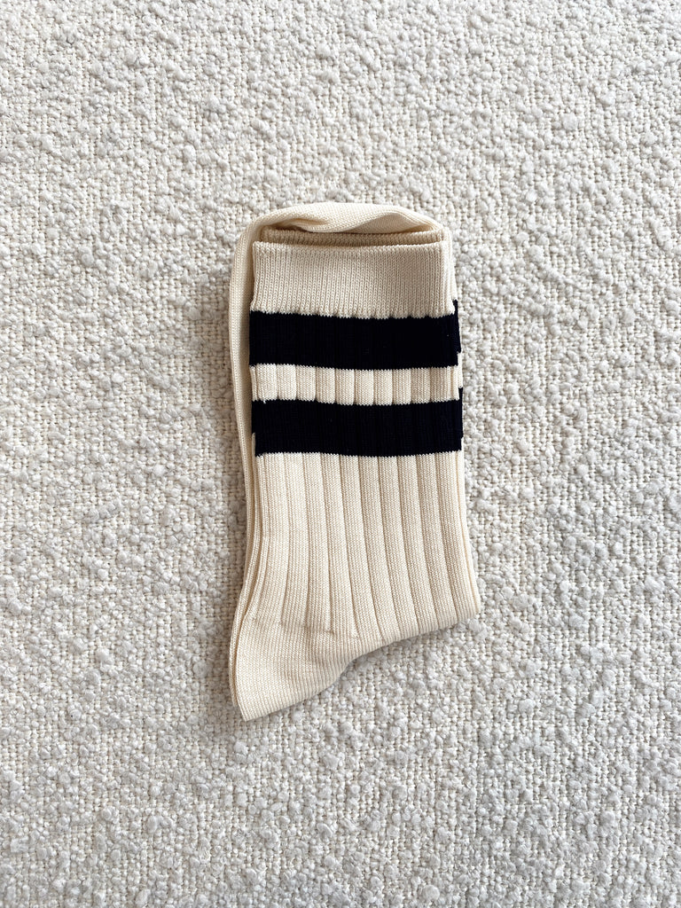Her Varsity Socks - Cream Black