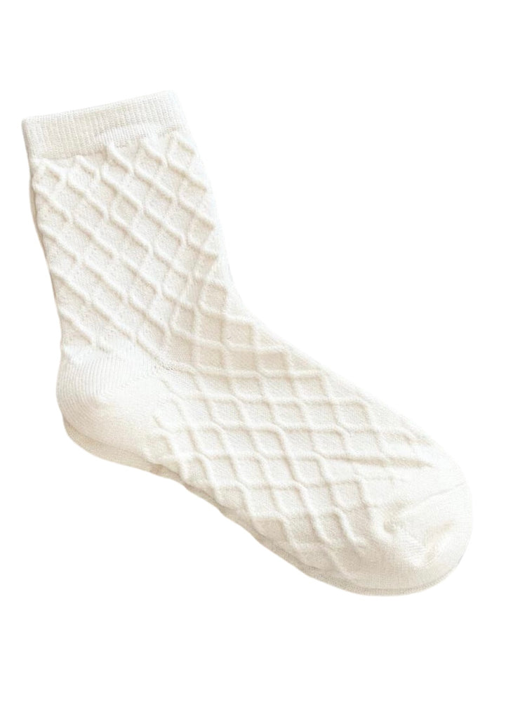 Plaid Bed Socks - Cream