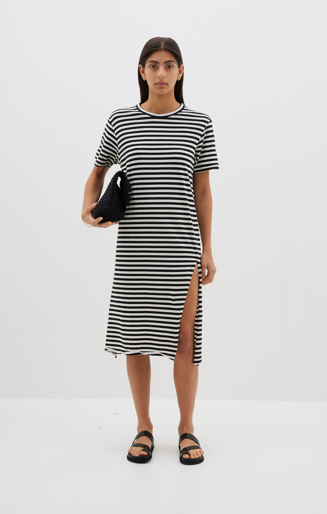 Stripe HTG S/S T.Shirt Dress - Undyed/Black