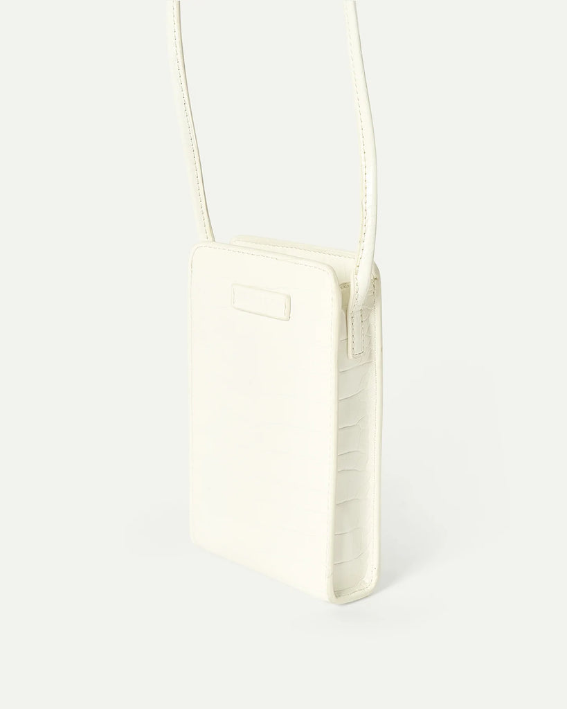 Paloma Phone Bag - White Brushed Recycled Croc