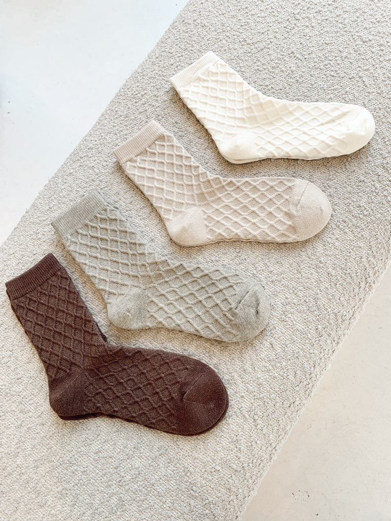 Plaid Bed Socks - Chocolate