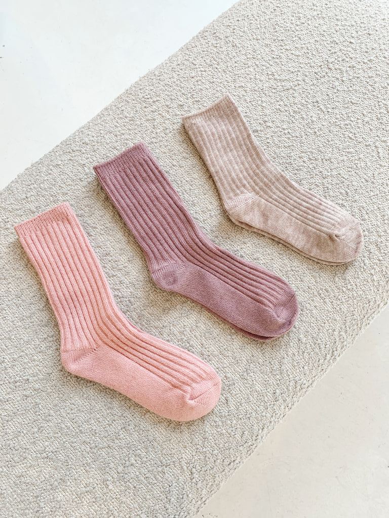 Ribbed Bed Socks - Lilac